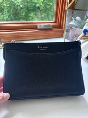 Kate Spade Rory Black Pebbled Leather Crossbody with Gold Hardware
